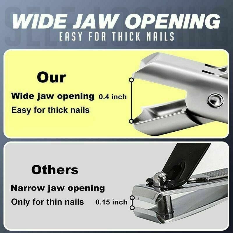 Compact and sharp wide jaw nail clippers, perfect for maintaining healthy toenails and fingernails on the go
