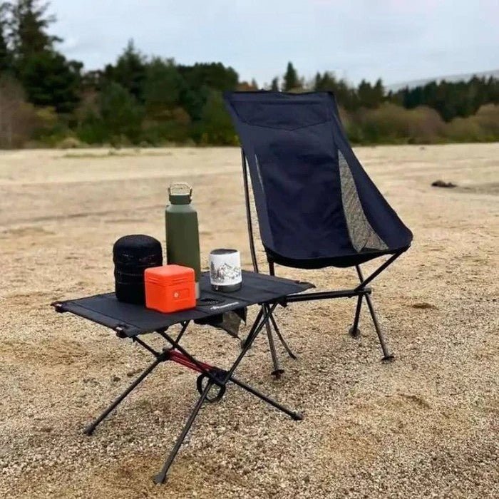 Ultralight folding camping chair for outdoor adventures, festivals & hiking. Portable, compact travel gear.