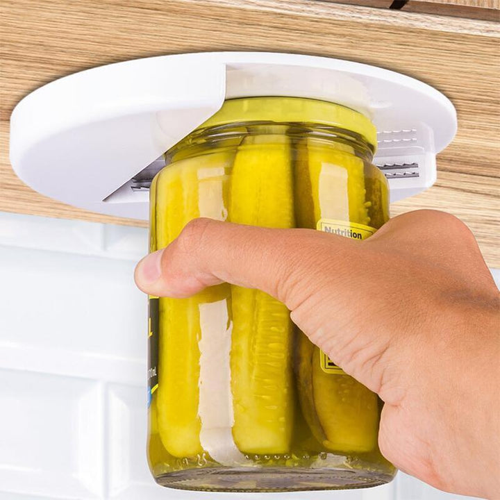 Under cabinet jar & lid opener, easy grip design for all size jars, perfect kitchen aid for seniors.