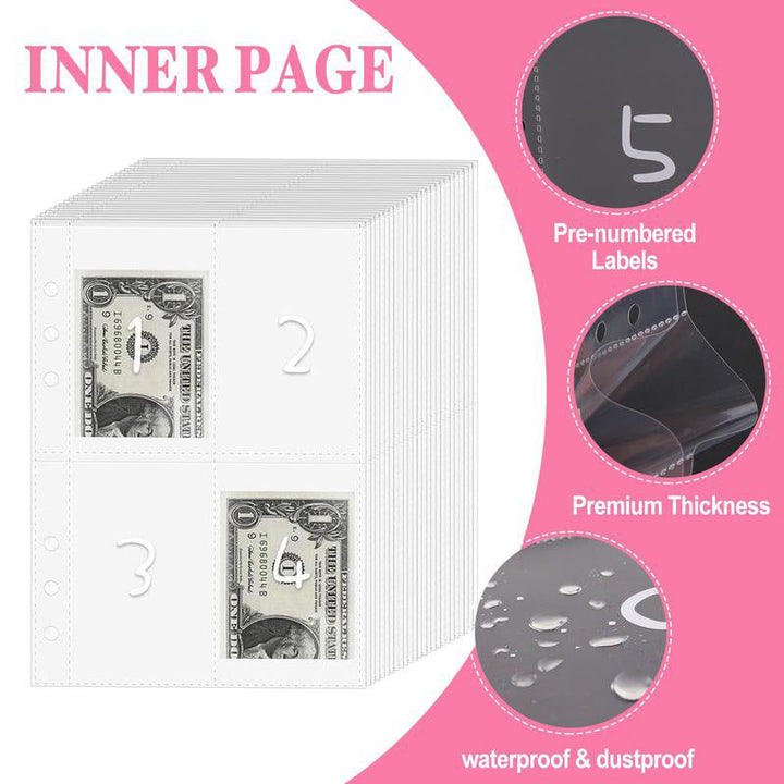 Side view of the compact 100 Envelopes Money Saving Challenge Kit, for organized savings