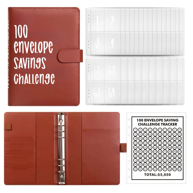 Close-up of the stitching on the PU leather 100 Envelopes Money Saving Challenge Kit