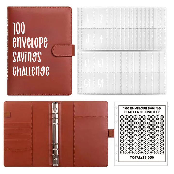 Close-up of the stitching on the PU leather 100 Envelopes Money Saving Challenge Kit