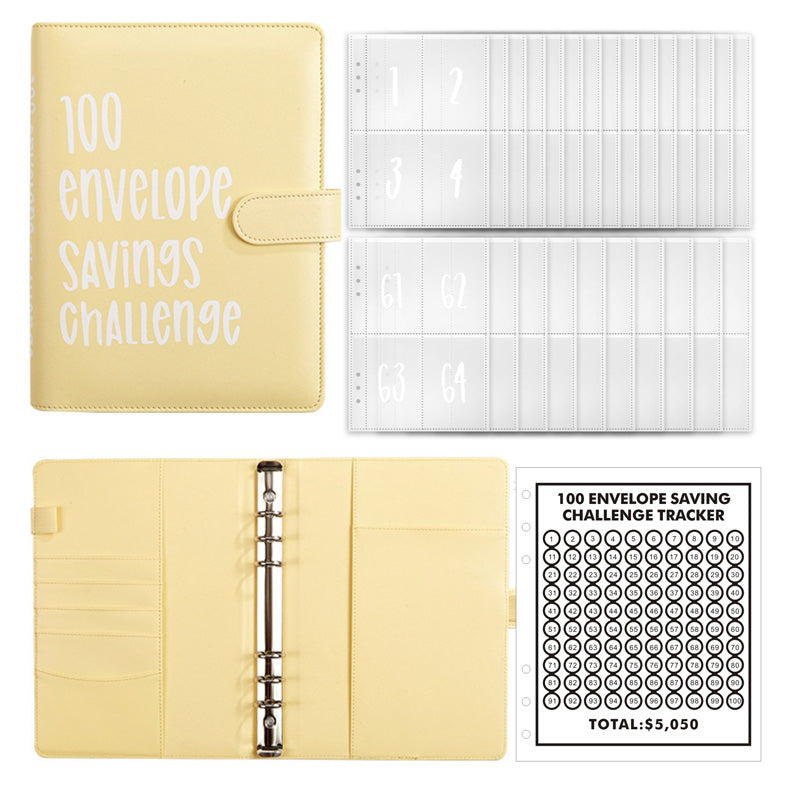 The 100 Envelopes Money Saving Challenge Kit displayed on a clean background, budgeting aid