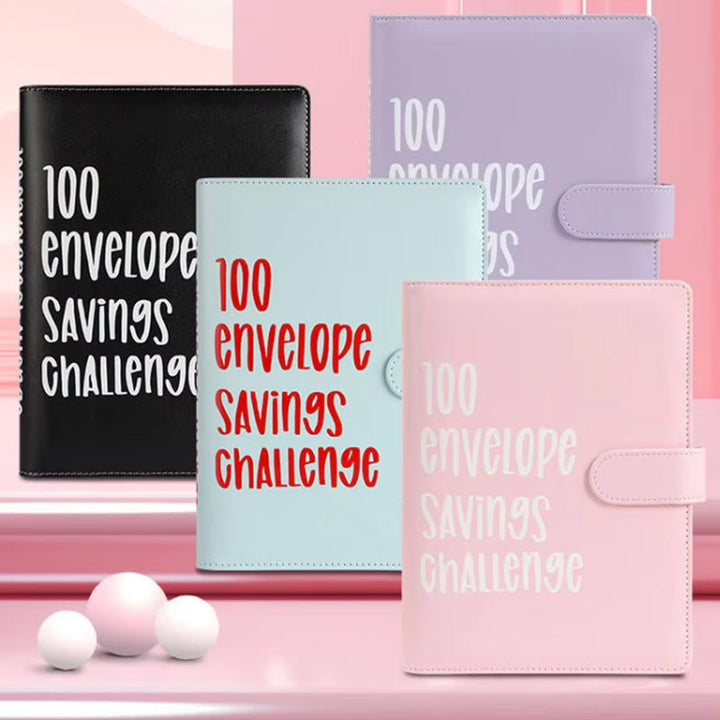 User interacting with the 100 Envelopes Money Saving Challenge Kit, saving money efficiently