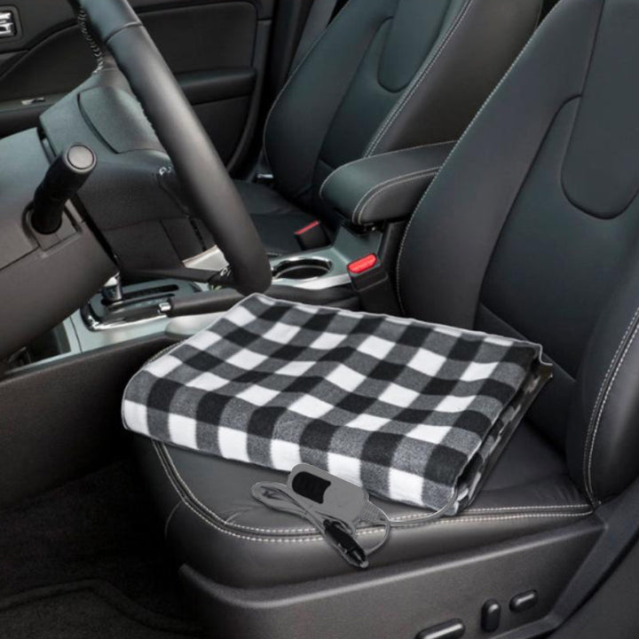 Car heating blanket for winter, 12V, providing warmth during travel and as an emergency kit item