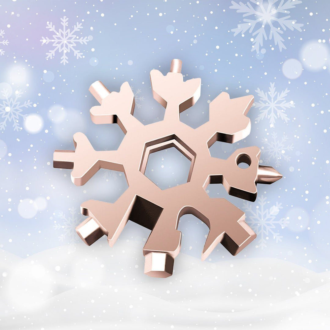 Unisex 18-in-1 survival gear: snowflake multi-tool keychain, durable and multi-functional
