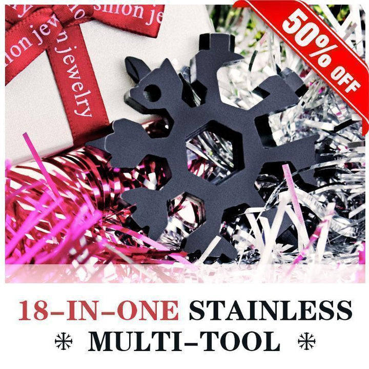 Unisex snowflake multi-tool keychain with bottle opener, hex wrenches, and screwdriver bits
