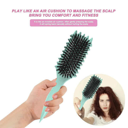 Defining hair brush, detangler & styling tool for anti-frizz