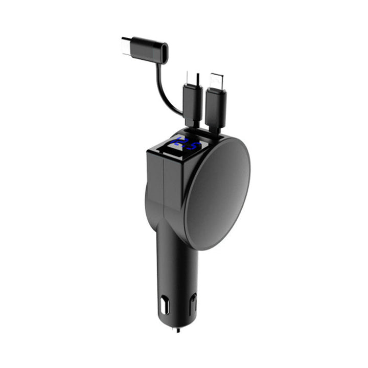 Universal vehicle electronics: 3-in-1 retractable fast charging car adapter with multiple cables