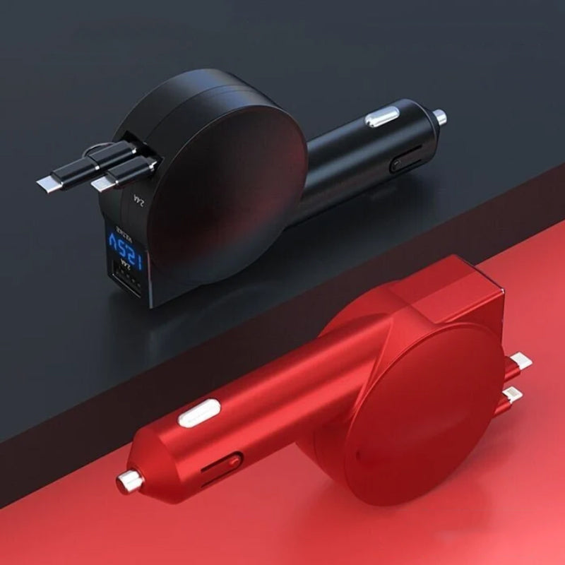 Retractable fast charging car adapter, a 3-in-1 solution for all your vehicle charging needs