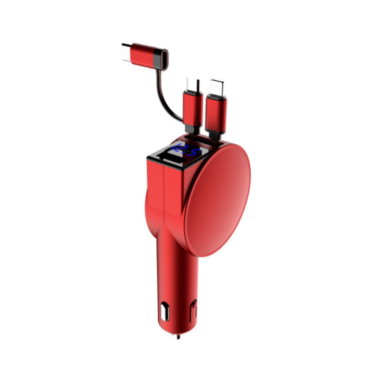 Efficient 3-in-1 retractable car adapter providing fast charging for various mobile devices