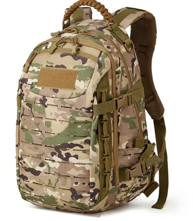 Durable nylon tactical commando backpack. 30+ liter capacity, built for rugged outdoor adventure, hiking & travel.