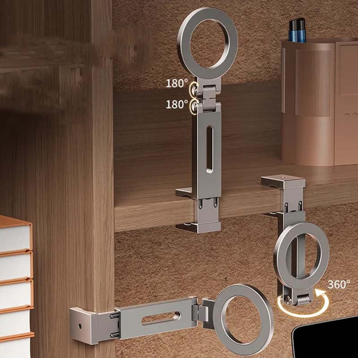 White 360-degree magnetic phone holder, universal desktop stand for smartphones