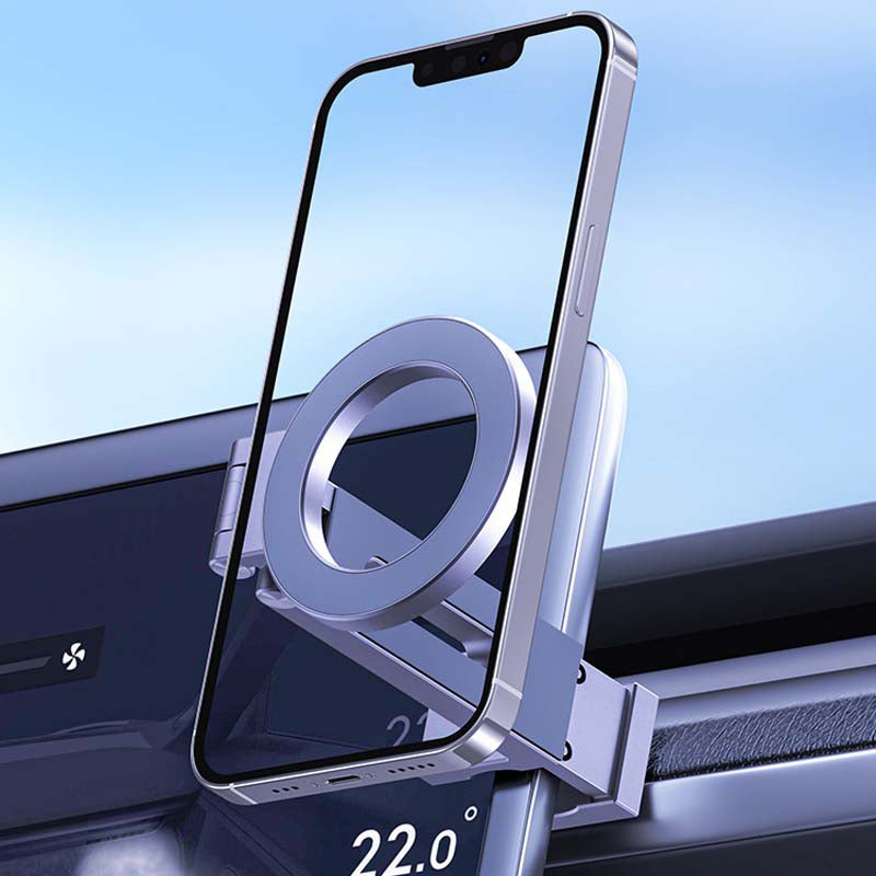 Durable 360° magnetic phone display stand, essential mobile accessory for desktop use