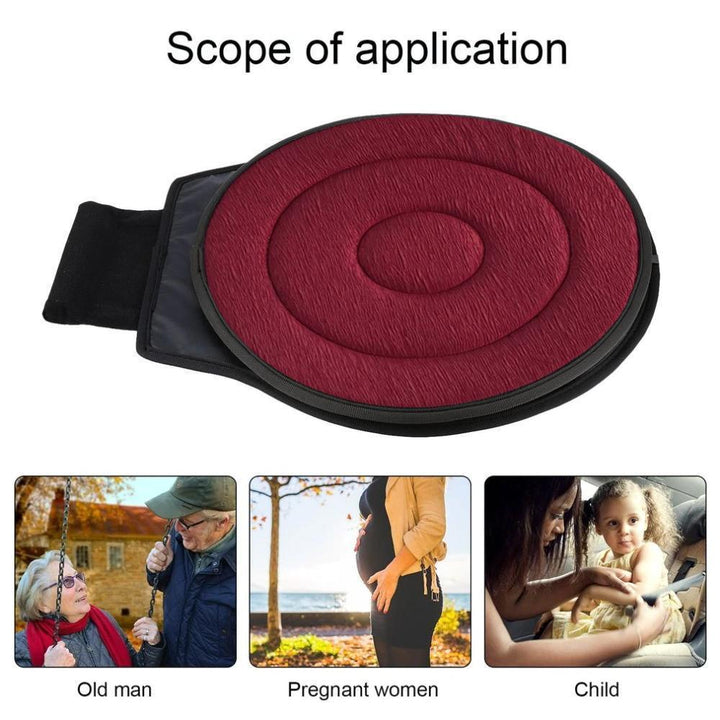 Unisex rotating seat cushion with non-slip base in a wheelchair, enhances mobility, comfort, support
