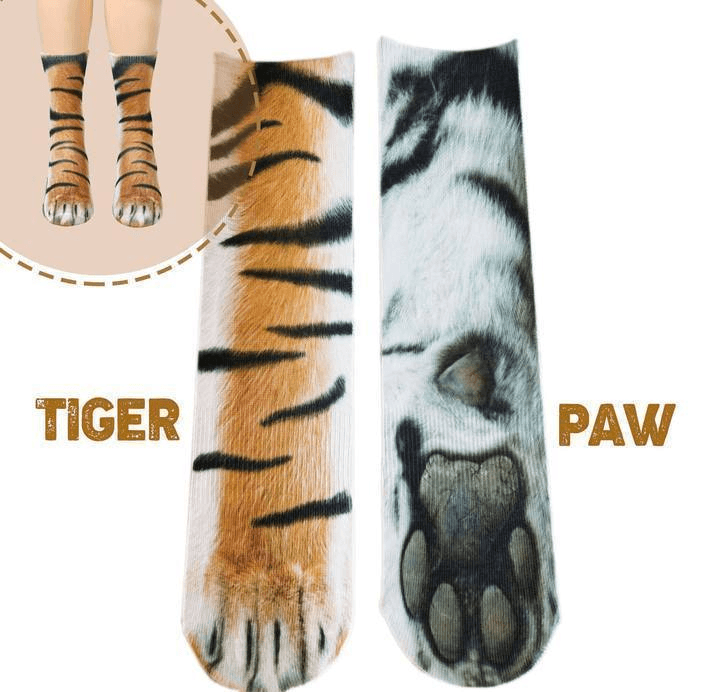 Soft and warm unisex 3D animal paw socks, realistic print for a fun, cozy experience.