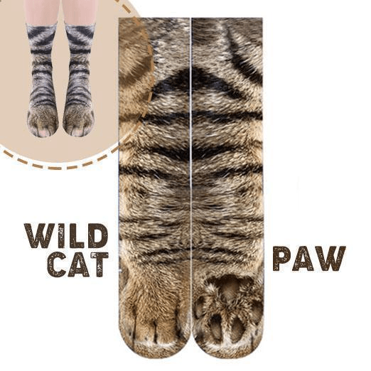 Unisex funny animal paw socks, detailed print & 3D effect, cozy and warm novelty gift.