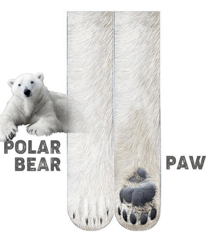 Realistic 3D paw print socks, unisex style, warm and cozy, perfect for animal enthusiasts.
