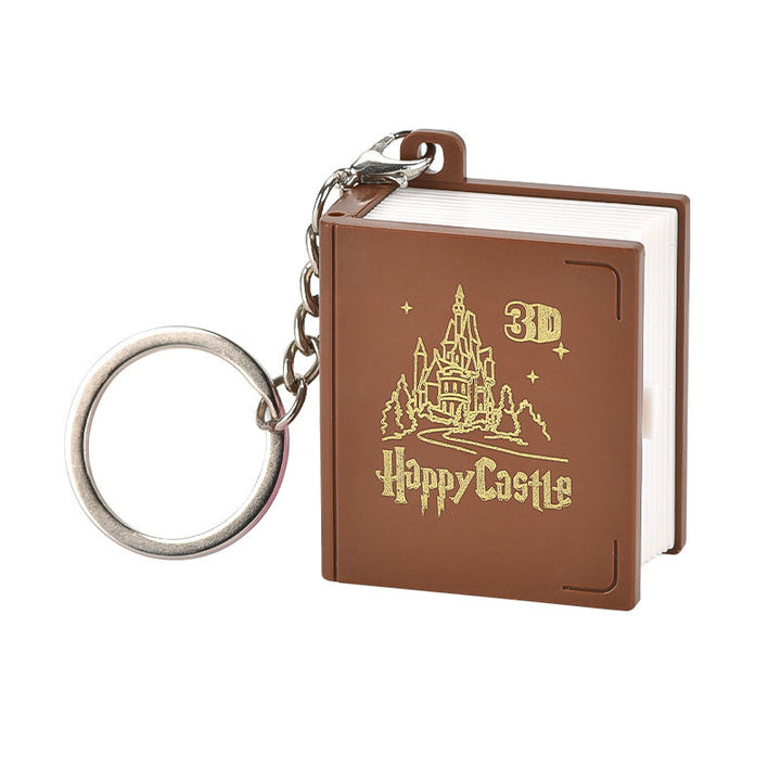 Back view of the 3D Pop-Up Book Keychain, showing its sturdy construction and unisex appeal