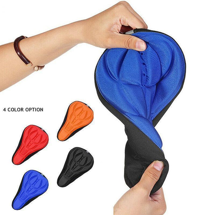 Unisex 3D Silicone Soft Bike Seat Saddle Cover for enhanced cycling comfort, black gel pad