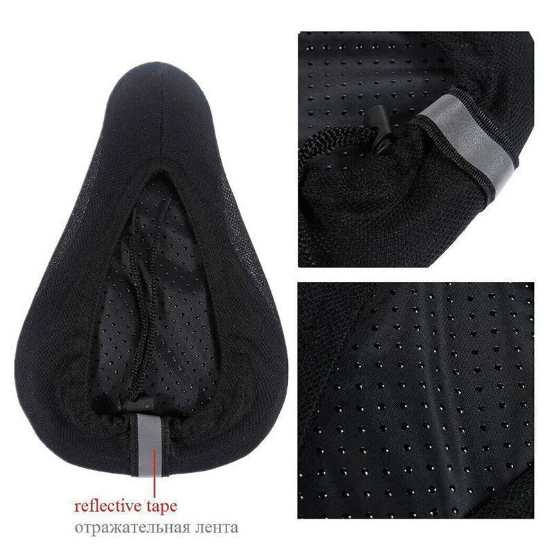 Unisex cycling accessory: black silicone gel bike seat cover, shock-absorbing for long rides
