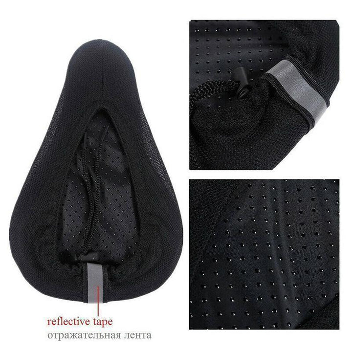 Unisex cycling accessory: black silicone gel bike seat cover, shock-absorbing for long rides