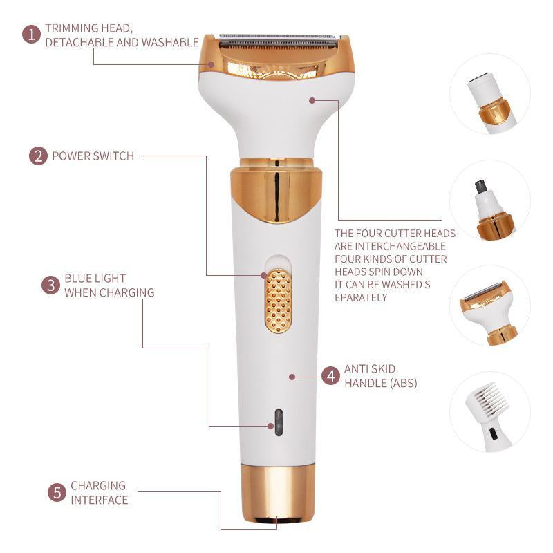 Ergonomic design of the cordless electric shaver, perfect for travel and personal care