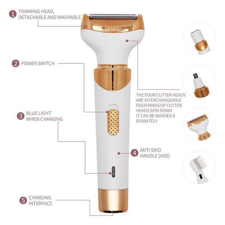 Ergonomic design of the cordless electric shaver, perfect for travel and personal care