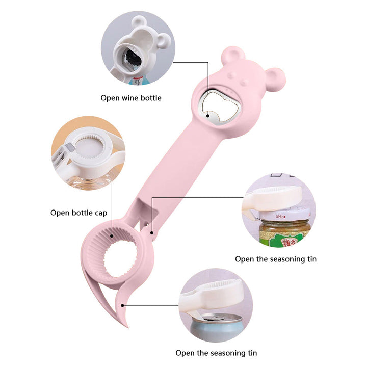 Unisex 4-in-1 multi-functional bottle & jar opener, a versatile kitchen gadget for various lids