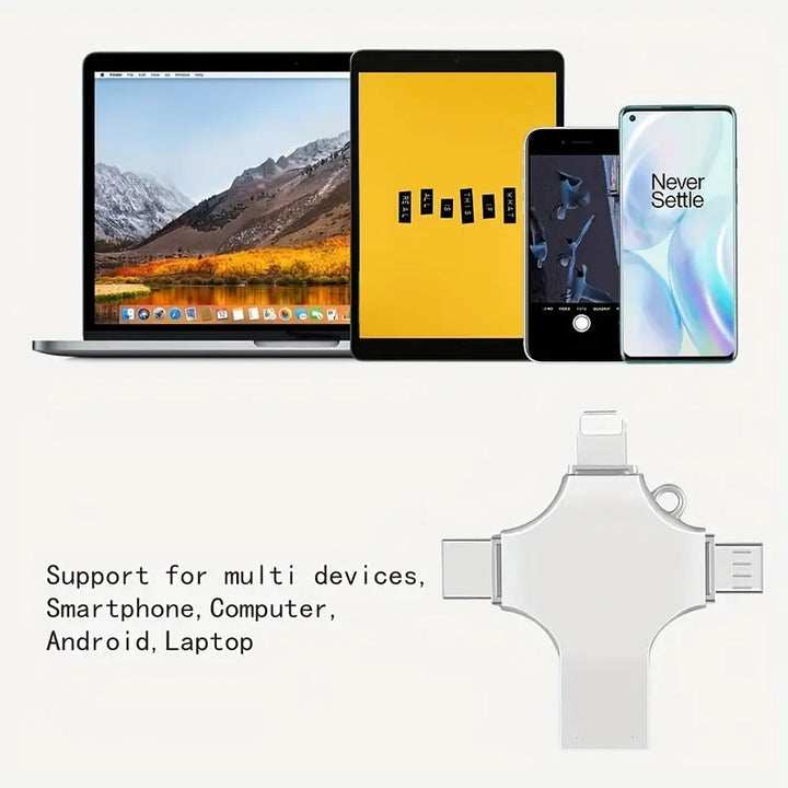 Unisex universal 4-in-1 USB 3.0 flash drive, ensuring fast data transfer & broad compatibility