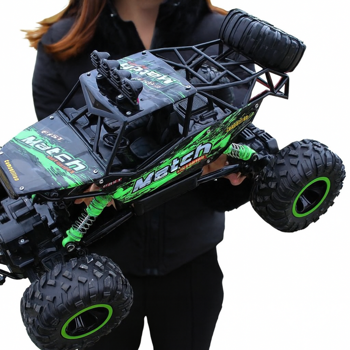 Unisex 4x4 RC monster truck, high-speed remote control car for all-terrain off-road racing fun.