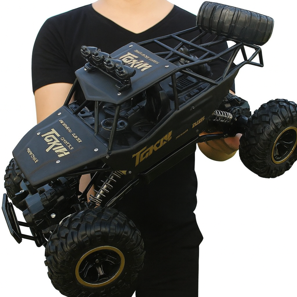 Durable 4x4 RC monster truck for kids' outdoor fun. High-speed remote control car, perfect all-terrain off-road toy.