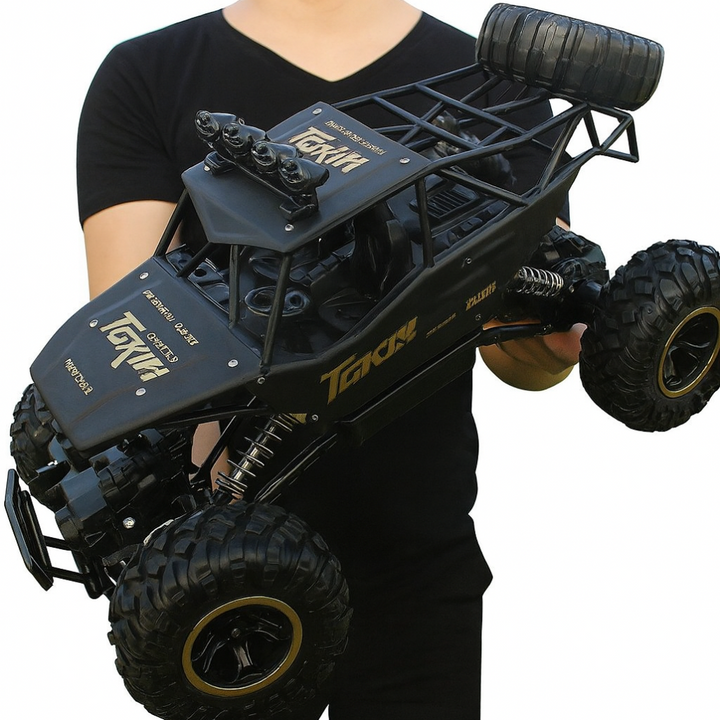 Durable 4x4 RC monster truck for kids' outdoor fun. High-speed remote control car, perfect all-terrain off-road toy.