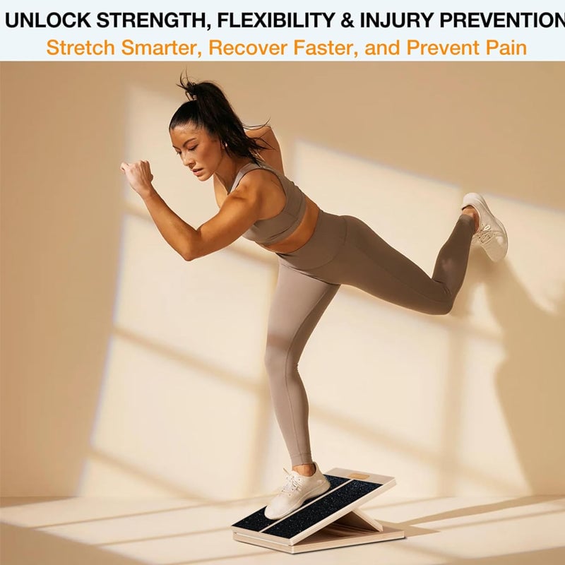 Ergonomic natural wood slant board, 6-angle adjustment for comfortable stretching