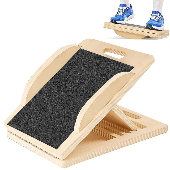 Achieve better balance with this natural wood adjustable slant and balance board
