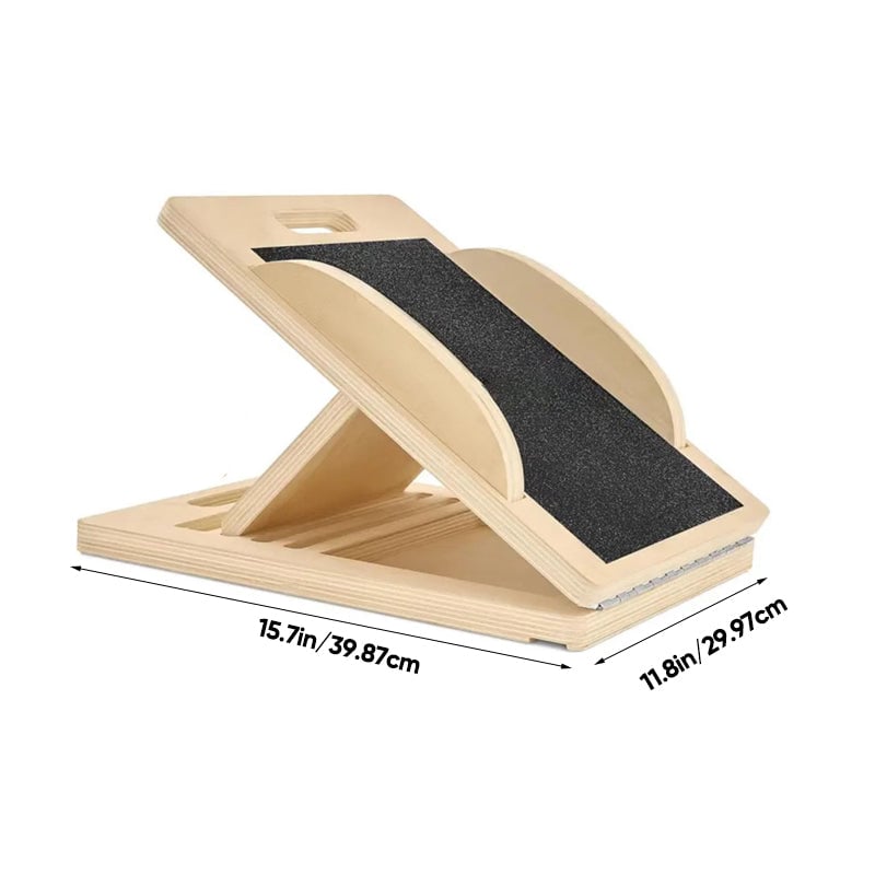 Versatile natural wood 6-angle slant board for balance, stretching, and rehabilitation