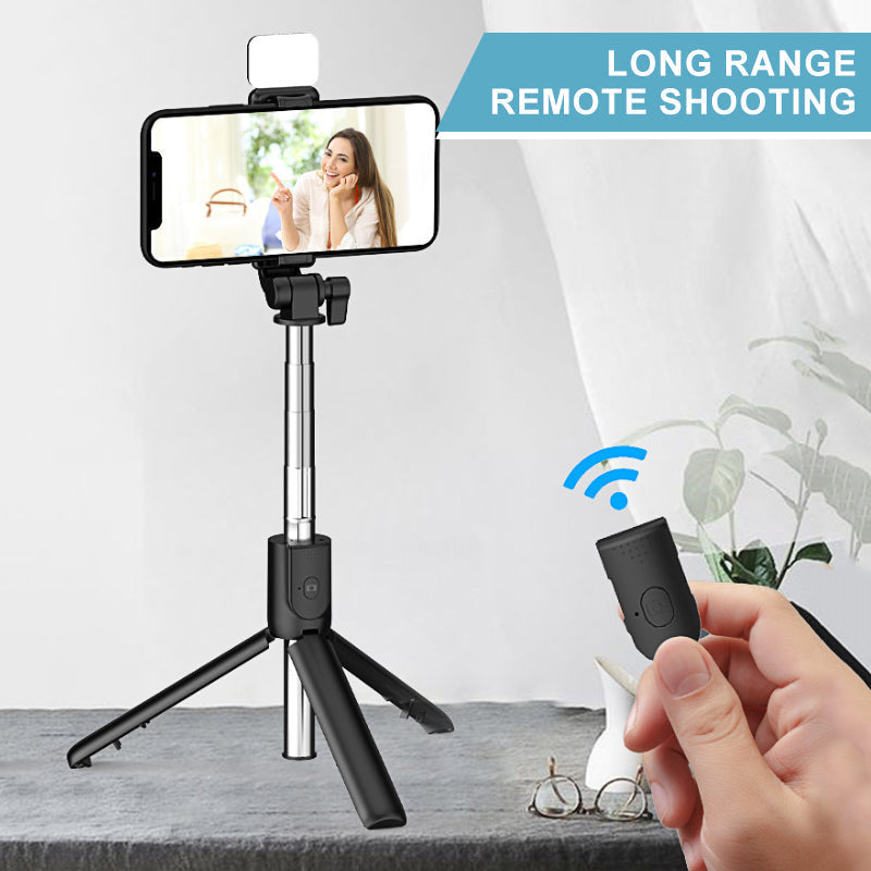 Portable Bluetooth selfie stick tripod with fill light, essential vlogging & photography tool