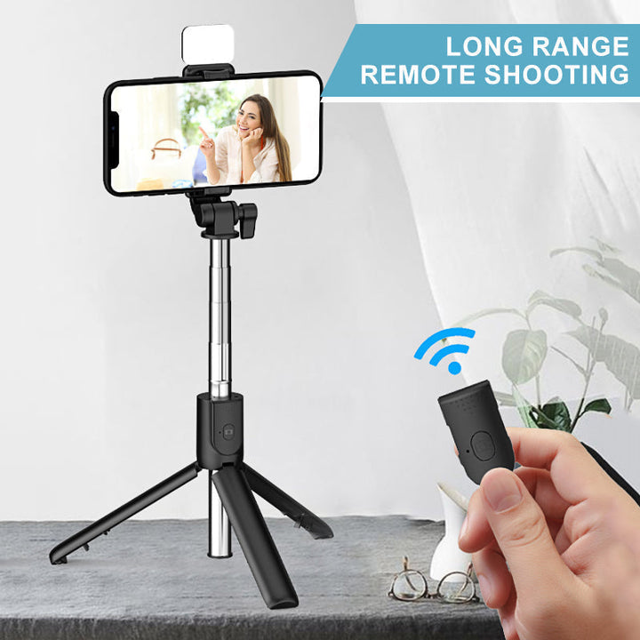 Portable Bluetooth selfie stick tripod with fill light, essential vlogging & photography tool
