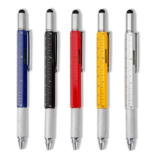 Unisex 6-in-1 multifunction stylus pen tool with ruler, level, screwdriver. Essential office gadget.
