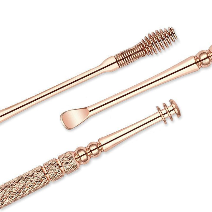 Detailed view of various tools in the 6-piece stainless steel ear wax removal kit