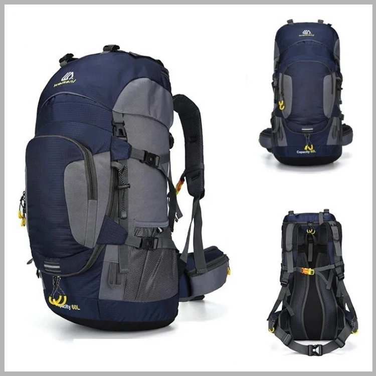Versatile 60L travel backpack, waterproof & robust, perfect for expeditions and carrying all your essential gear.