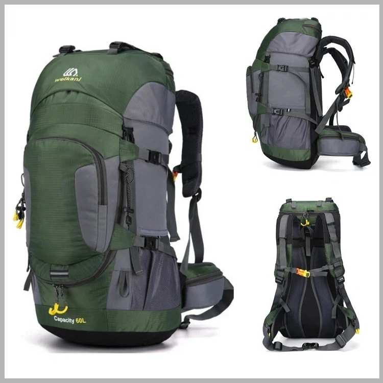 Ergonomic 60L waterproof adventure backpack with padded straps for comfortable long-distance hiking & travel.
