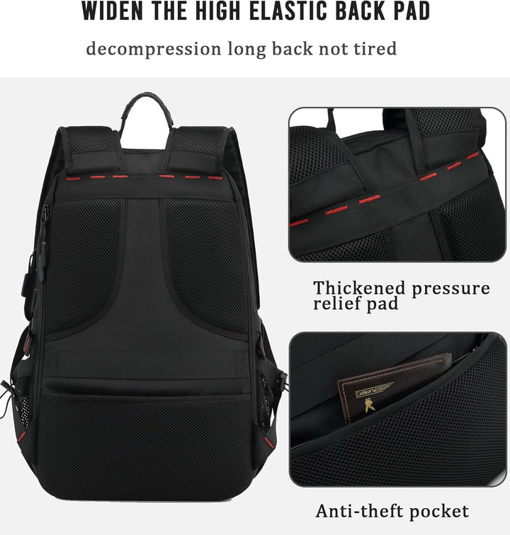 Unisex 60L waterproof travel & laptop backpack, great for adventure, business, with USB & shoe storage.