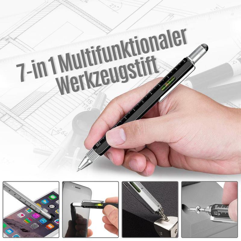 Unisex 7-in-1 multifunction pen with screwdriver, ruler, level, and stylus; a versatile tool gadget.