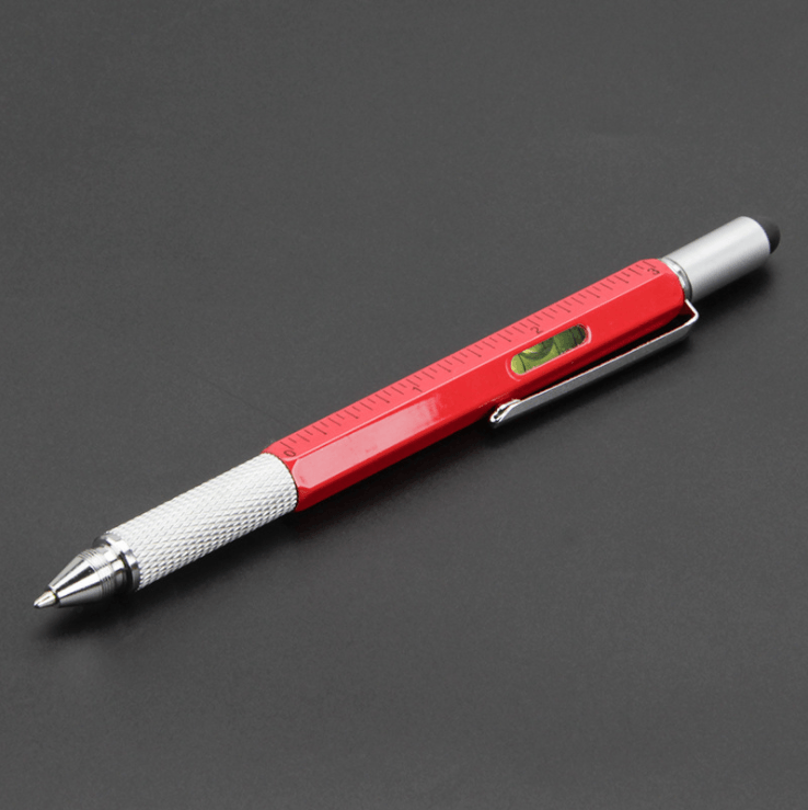 Lifestyle image of the 7-in-1 tool pen being used for a quick measurement on a project.