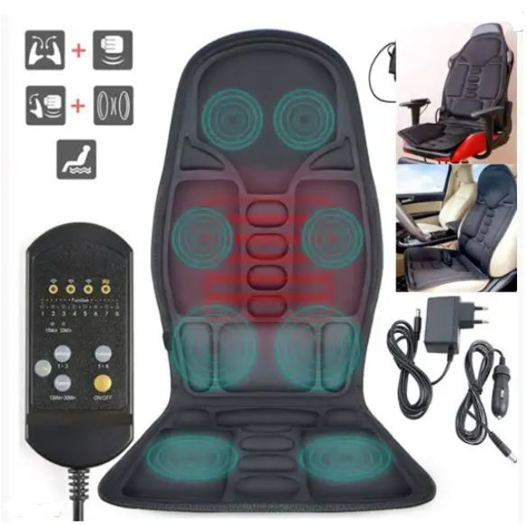 Unisex 8-mode massage chair pad with heated back & neck cushion for relaxation & muscle pain relief.