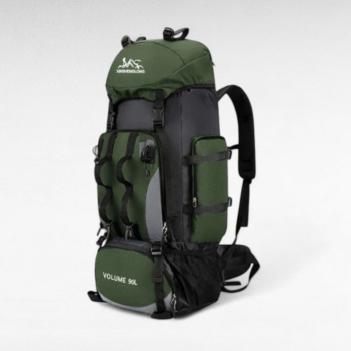 Unisex 90L lightweight waterproof hiking backpack, ideal for trekking, camping & outdoor adventure.