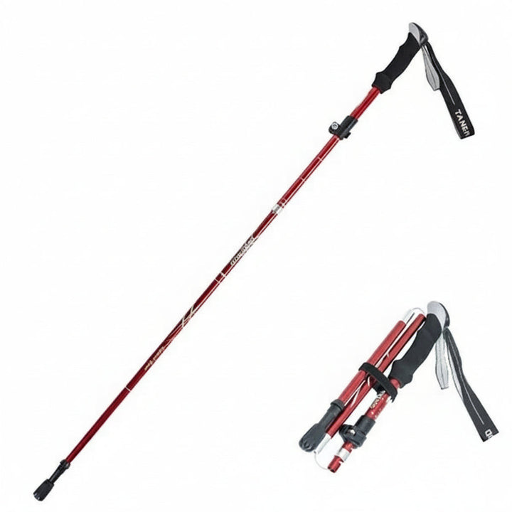 Unisex adjustable lightweight aluminum hiking pole for enhanced trail stability & support on outdoor adventures.