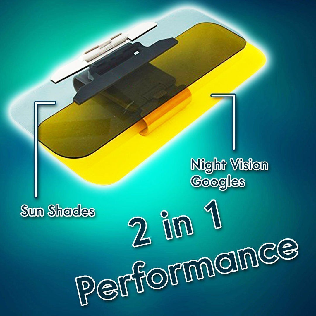 Compact anti-glare car visor, easily flips down to filter sunlight or oncoming headlights.