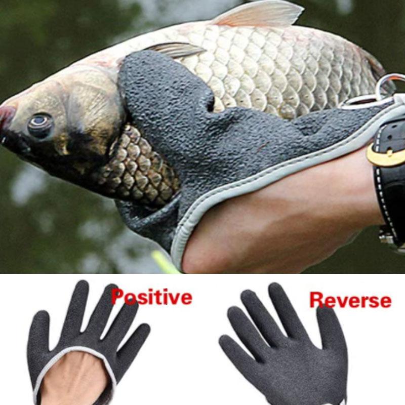 Close-up of magnetic release on anti-puncture fishing glove, easy attachment mechanism
